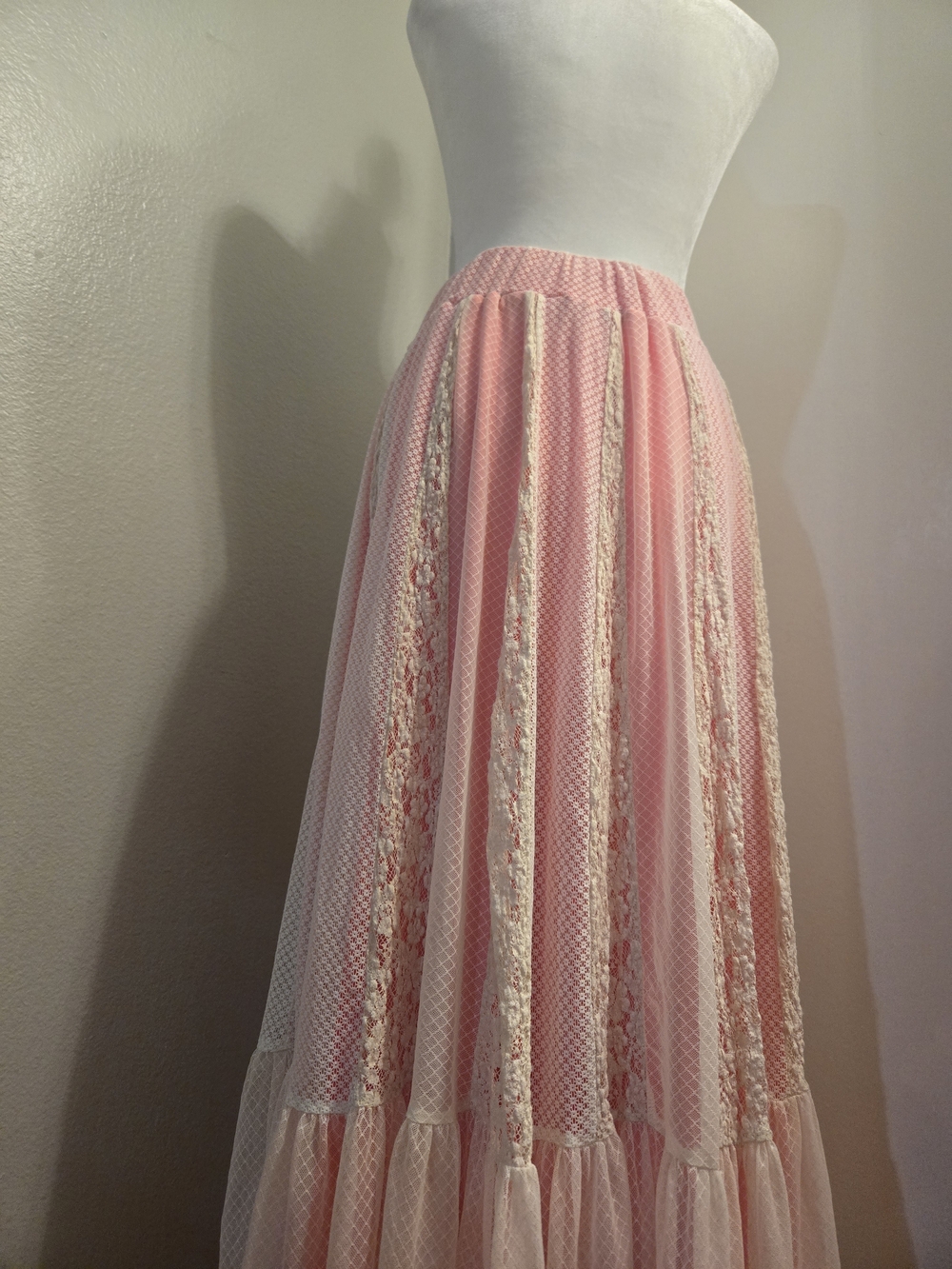 HAH Pleated Lace-Panel Maxi Skirt in Light Pink Size XS/S - Picture 7 of 9